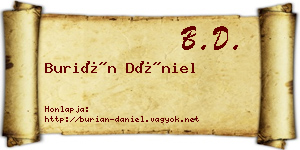 Burián Dániel névjegykártya